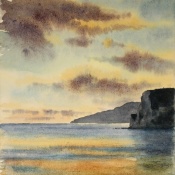 Watercolour Whitecliff Bay, Isle of Wight