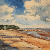 acrylic painting by Becky Samuelson of St Helens beach, Isle of Wight